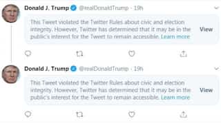 Twitter places notice on Trump's tweets of double voting