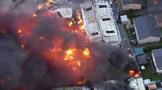 Large industrial blast rocks houses in UK