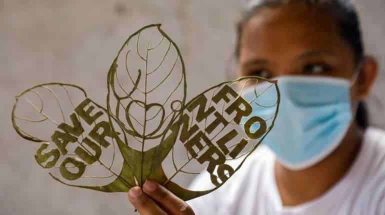 Filipino girl uses leaf art to make ends meet in pandemic