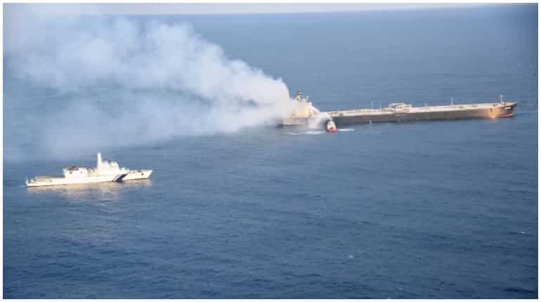 Sri Lanka oil tanker fire: Firefighting continues, tweets Indian Coast Guard Sri Lanka oil tanker fire: Firefighting continues, tweets Indian Coast Guard