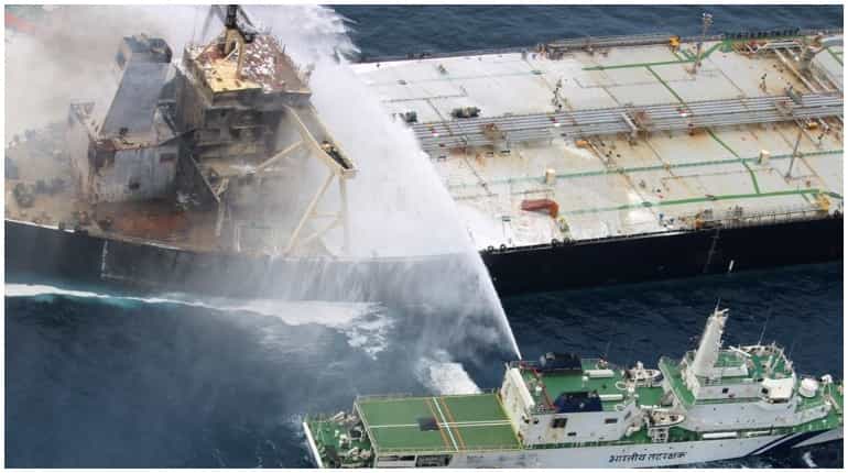 Sri Lanka oil tanker fire: No oil spill, boundary cooling operation in progress Sri Lanka oil tanker fire: No oil spill, boundary cooling operation in progress