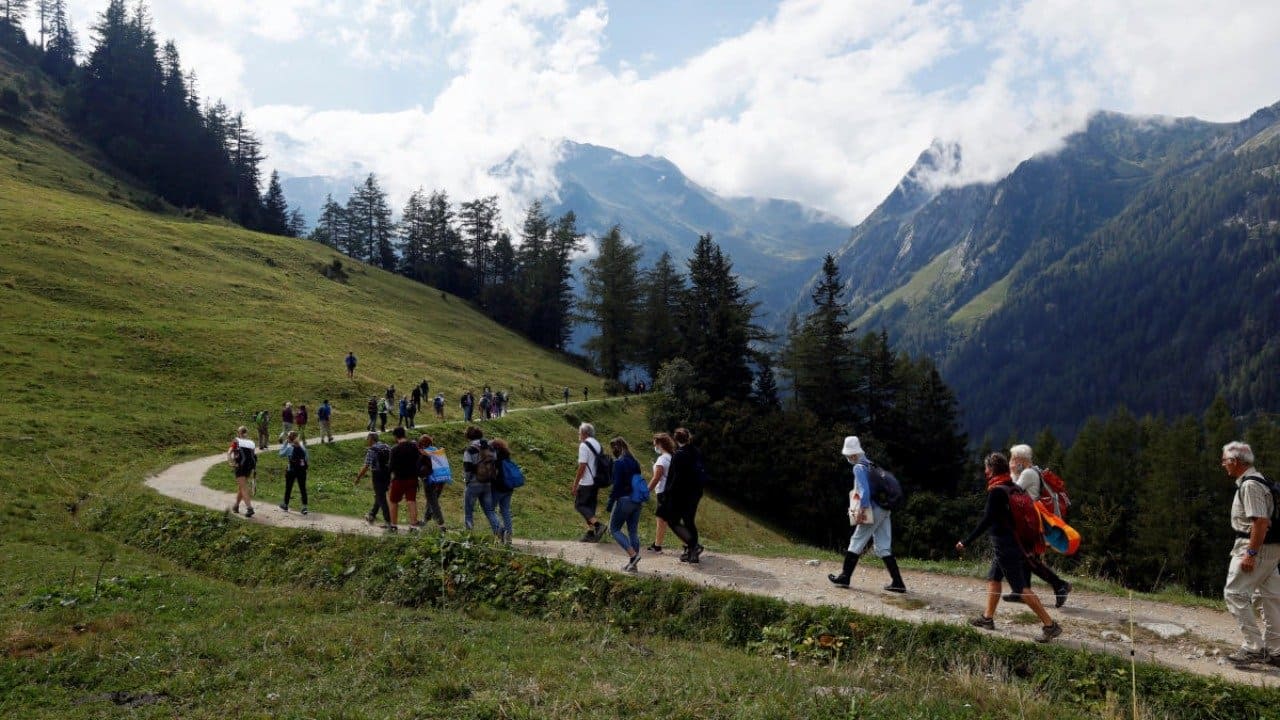 Climate activists gather at Trient glacier to mourn Switzerland's receding ice