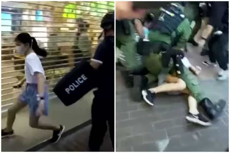 Hong Kong police criticised for tackling girl to ground during protests Hong Kong police criticised for tackling girl to ground during protests