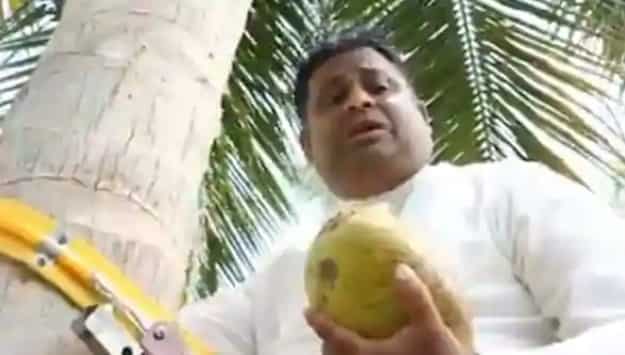 Sri Lankan minister climbs tree to address public on shortage of coconuts Sri Lankan minister climbs tree to address public on shortage of coconuts