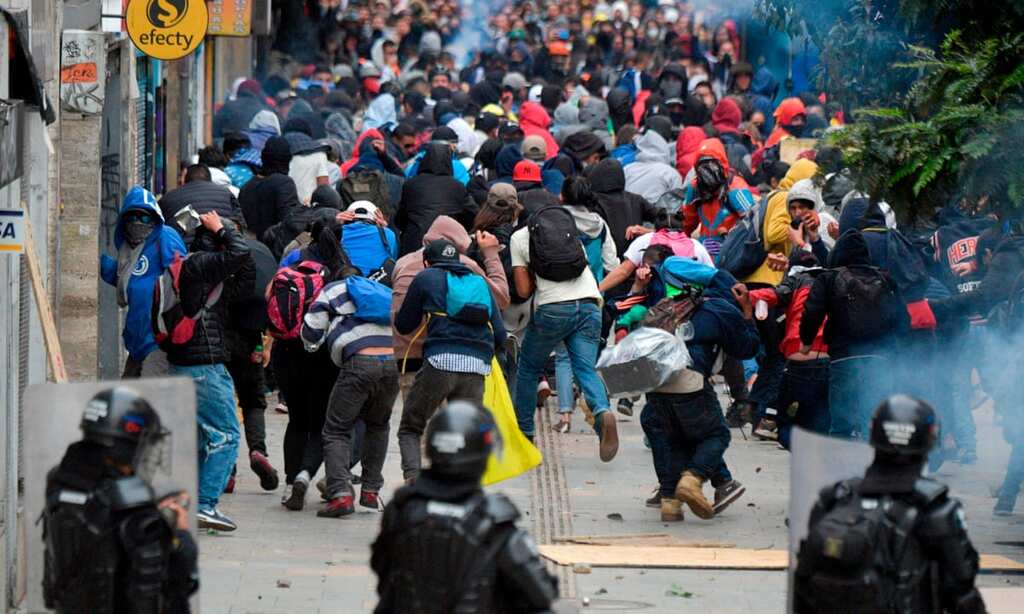 Bogota: Several workers unions, activists & students took to the streets for anti-govt protests