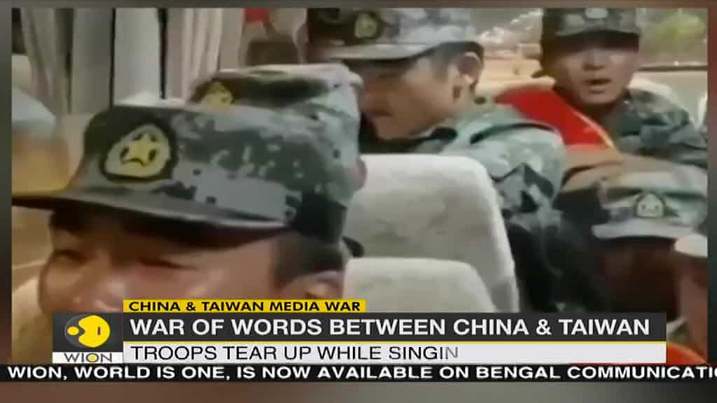 China and Taiwan media war: Chinese troops tear up singing military songs