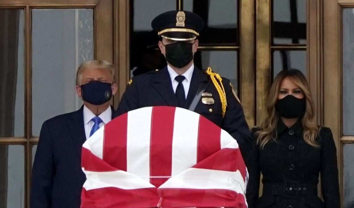 US election 2020: Trump jeered and heckled as he visits Ginsburg's casket US election 2020: Trump jeered and heckled as he visits Ginsburg's casket