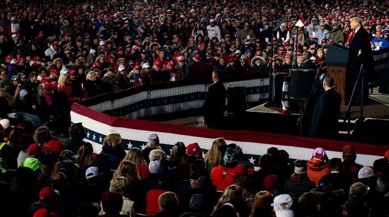 Donald Trump addresses people