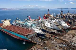 Vessels are being stripped for scrap in Turkey's Covid cruise ship graveyard