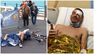 Low-flying helicopter causes horrific crash at Giro d'Italia, Wackermann suffers multiple injuries