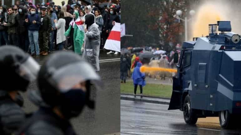 Belarus police uses water cannon, batons to break up anti-Lukashenko protests Belarus police uses water cannon, batons to break up anti-Lukashenko protests