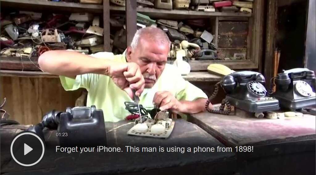 Tourky repairs and restores old phones: Uses a phone built-in 1898