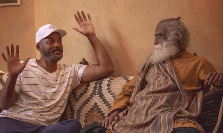 Watch Will Smith and family welcome Sadhguru to their residence