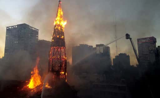 Churches burnt as Chile protest anniversary turns violent Churches burnt as Chile protest anniversary turns violent