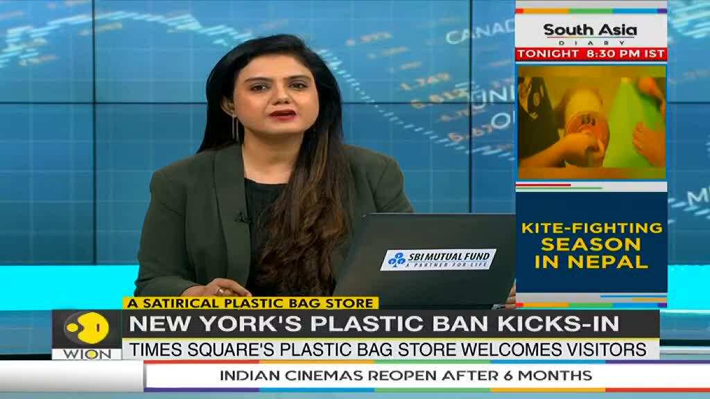 A plastic bag store on Times Square; Reminder of our plastic footprint