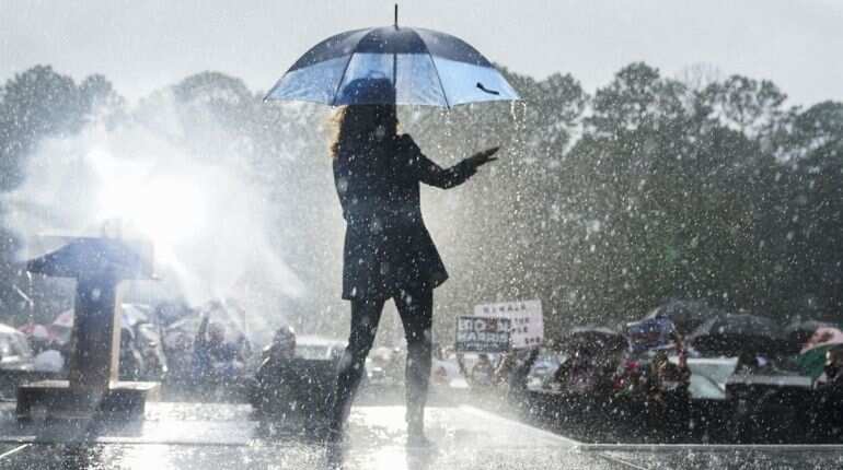 Watch | Netizens go gaga after Kamala Harris dances in rain in Florida rally