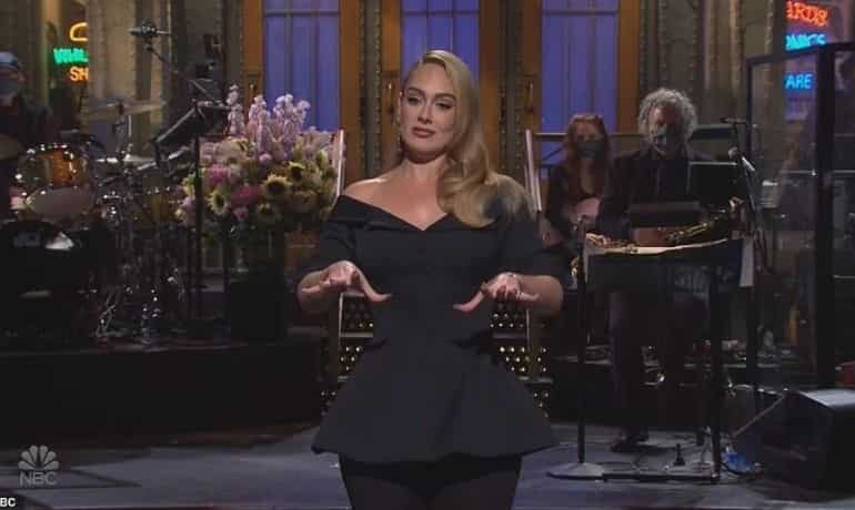 Adele flaunts her stunning weight loss at Saturday Night Live, 'This is just half of me'