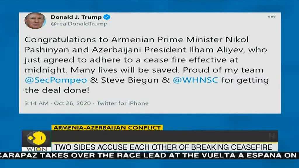 US-brokered ceasefire broken | Two sides accuse each other of breaking ceasefire | Armenia-Azerbaijan