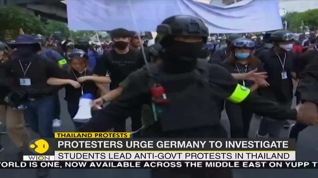 Thai protesters march on German embassy to seek probe of king