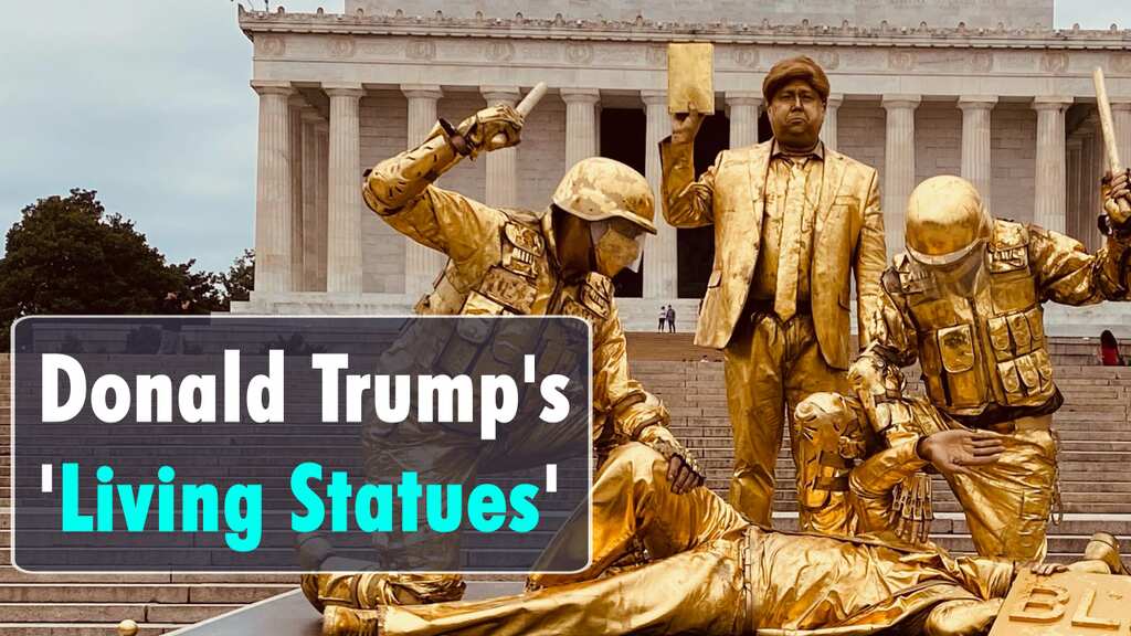 Living statues paint Trump as racist 'relic'