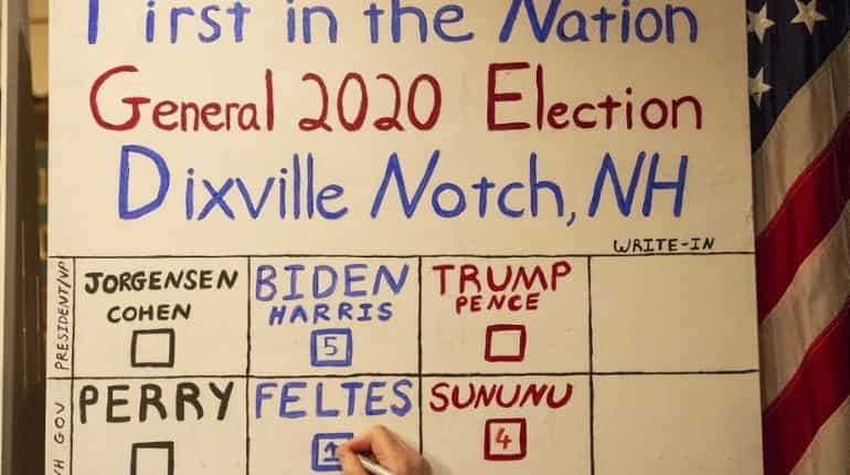 Village in New Hampshire unanimously votes for Biden as US gets its first 2020 election results