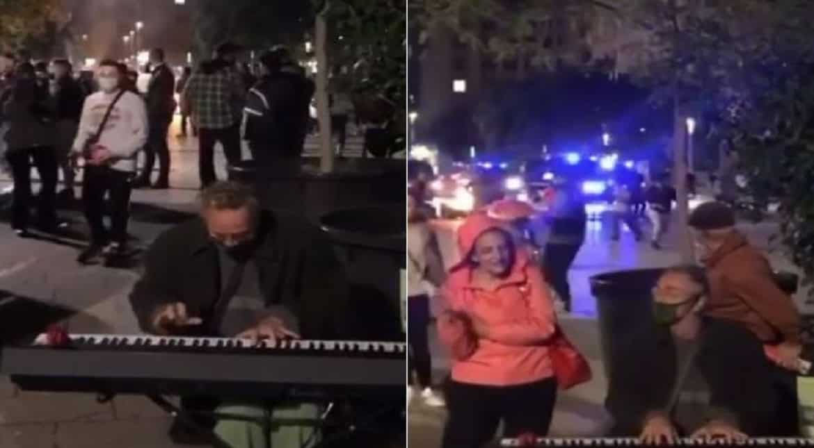 ‘Major 2020 energy’: Pianist calmly plays on the street amid violent anti-lockdown protests in Barcelona ‘Major 2020 energy’: Pianist calmly plays on the street amid violent anti-lockdown protests in Barcelona