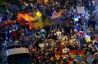 Thai LGBT and anti-government protesters join in Pride Parade