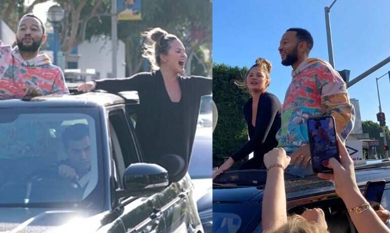 Chrissy Teigen and John Legend take Biden-Harris winning celebration to streets Chrissy Teigen and John Legend take Biden-Harris winning celebration to streets