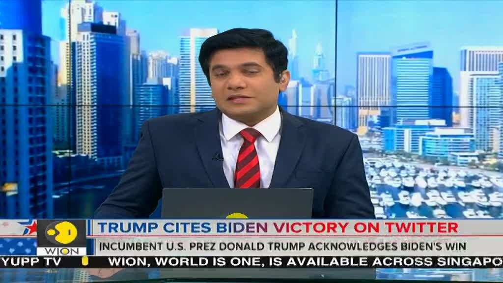 Incumbent US President Donald Trump acknowledges rival Joe Biden's win