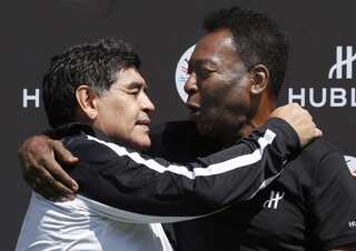 'One day we'll kick a ball together': Pele pays his tribute to Maradona