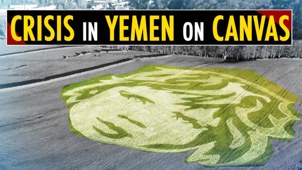 Huge image in UK highlights Yemen children's plight