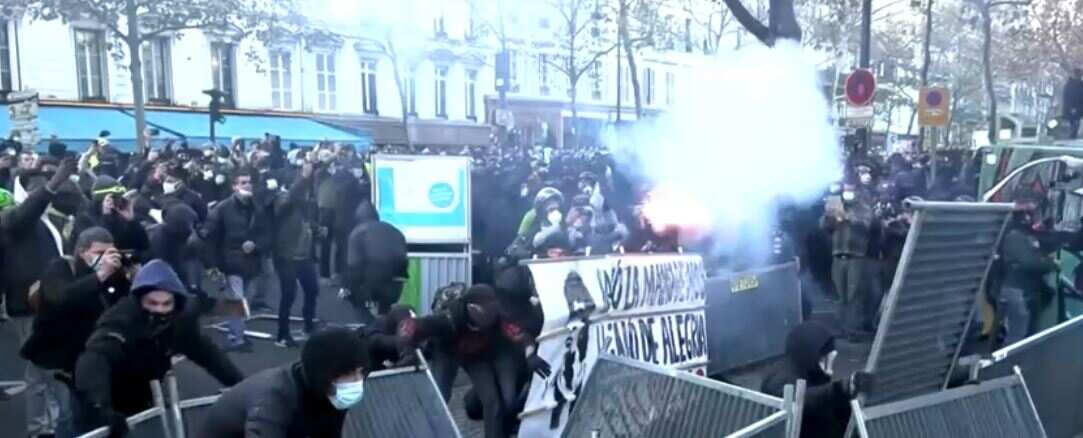 Security officials in France fire tear gas at protesters over police violence