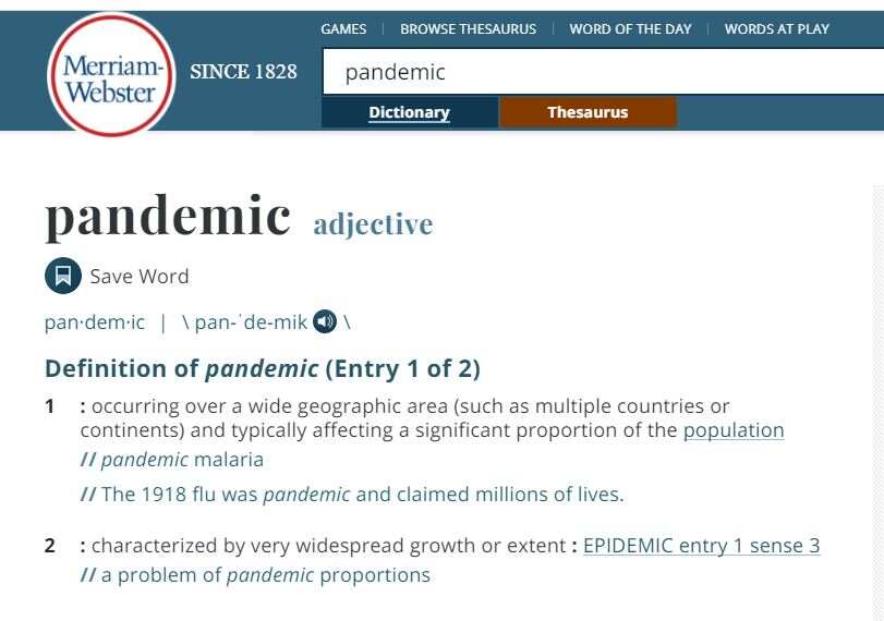 'Pandemic': The word of the year for Merriam-Webster and Dictionary.com
