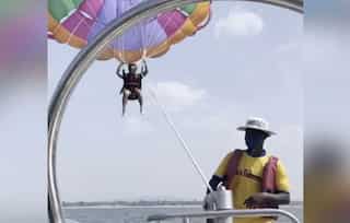 Watch - Sachin Tendulkar enjoys parasailing on vacation