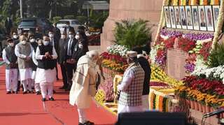 Prime Minister Narendra Modi pays tribute to the victims of 2001 Parliament attack