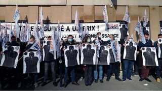French police protest against Emmanuel Macron's security bill