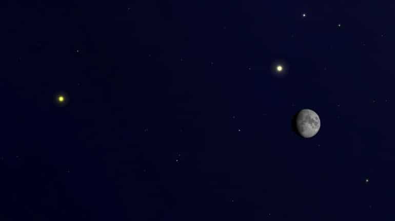 'Great conjunction': Saturn, Jupiter and the Moon to form triangle in the sky 'Great conjunction': Saturn, Jupiter and the Moon to form triangle in the sky