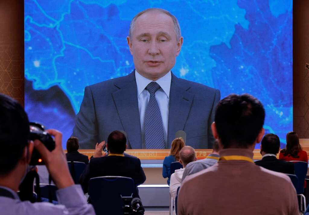 Russia's President Vladimir Putin holds annual news conference