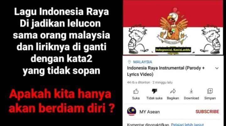 Indonesians are fuming at Malaysia for parodying their national anthem