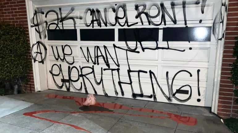Nancy Pelosi's house vandalised with graffiti and pig's head Nancy Pelosi's house vandalised with graffiti and pig's head