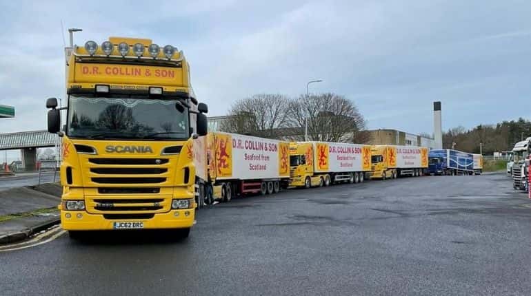 Over a dozen lorries parked near Downing Street to protest against new rules Over a dozen lorries parked near Downing Street to protest against new rules