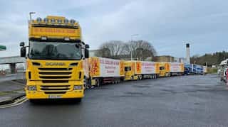 Over a dozen lorries parked near Downing Street to protest against new rules