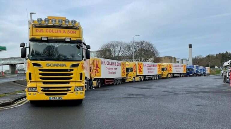 Over a dozen lorries parked near Downing Street to protest against new rules