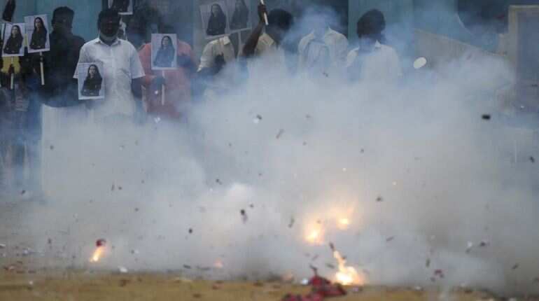 Firecrackers were burst