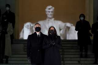 Great experiment takes great determination, says Kamala Harris at Lincoln Memorial