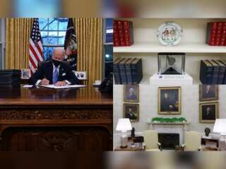 Inside US President Joe Biden's redecorated Oval Office