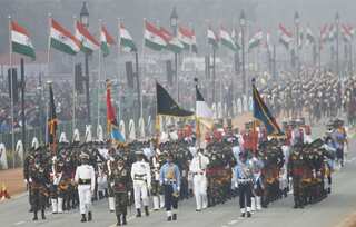Bangladesh Army marches with Indian soldiers in Republic Day parade