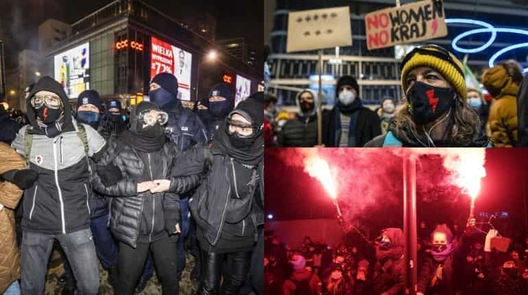 Thousands protest in Poland as abortion law comes into effect Thousands protest in Poland as abortion law comes into effect