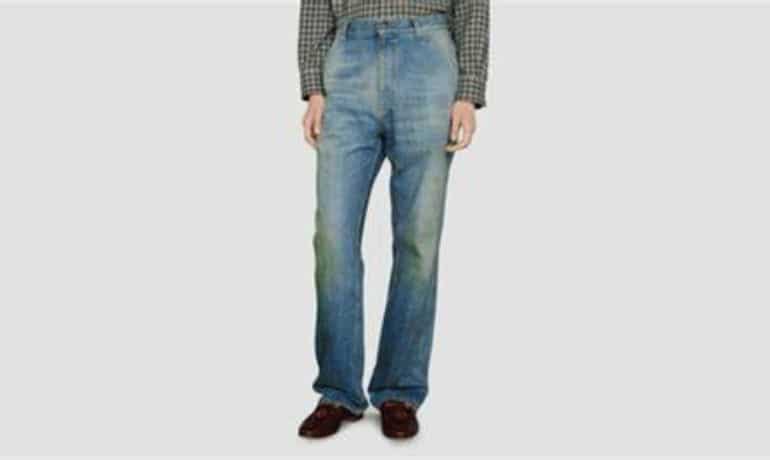 Grass-Stained Denim Pants by Gucci