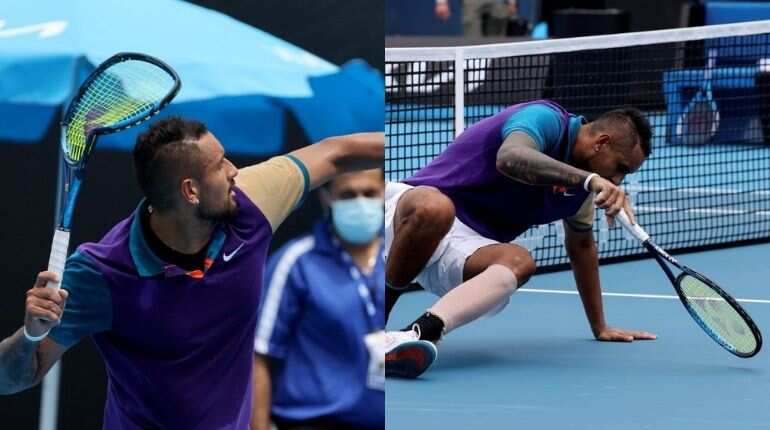 Furious Nick Kyrgios' smashes racquet and throws it in stands during Murray River Open